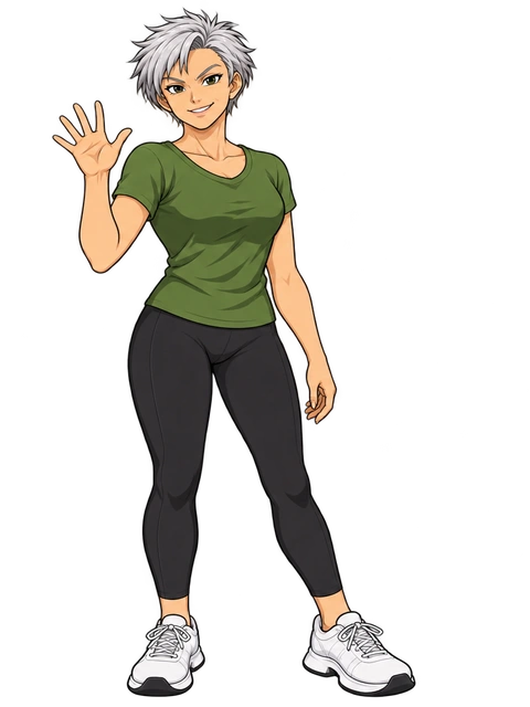 Anime illustration of Clare smiling and waving hello